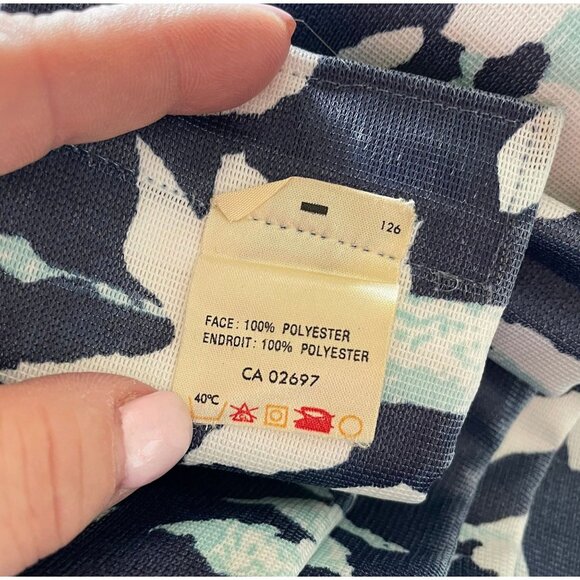 Vintage 70s pleated curtain, blue, white, soft pink floral, bedroom panel, for 1 - Picture 9 of 9